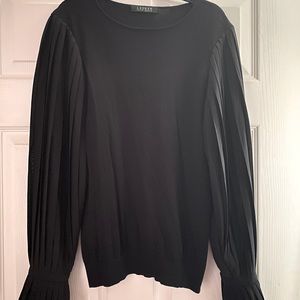 Black Ralph Lauren sweater with pleated blouse sleeves
